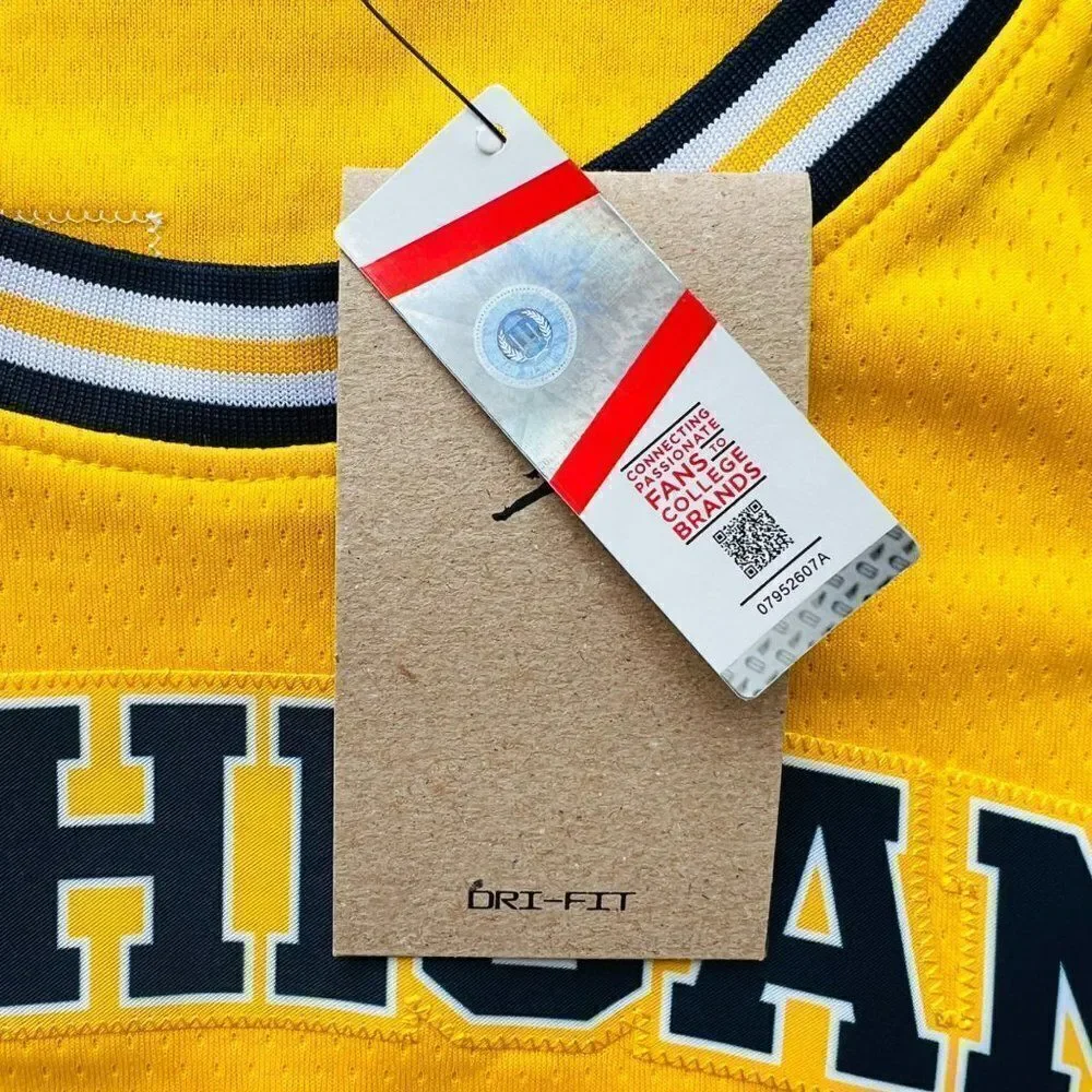 Jordan Michigan Wolverines #25 Basketball Jersey Yellow/Navy CN2889-728 Men's XL